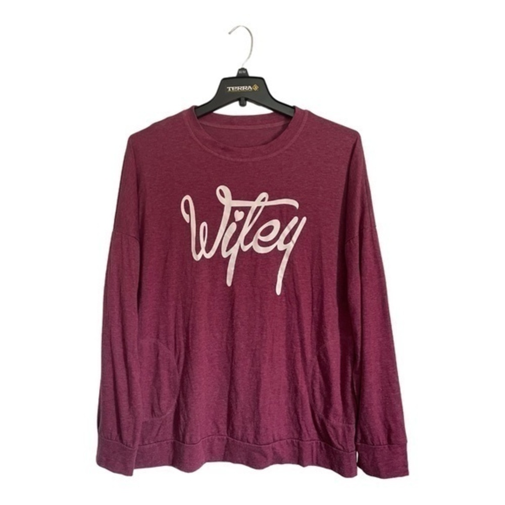 Unbranded Womens Burgundy Long Sleeve Graphic Print Shirt "Wifey" Size 2XL